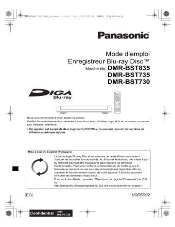 DMRBST835EG | DMRBST730EG | Mode d'emploi | Panasonic DMRBST735EG Operating instrustions | Fixfr