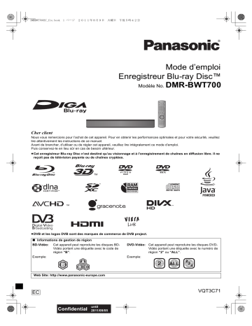 Mode d'emploi | Panasonic DMRBWT700EC Operating instrustions | Fixfr