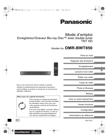 Mode d'emploi | Panasonic DMRBWT850EC Operating instrustions | Fixfr