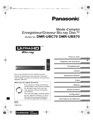 DMRUBS70EG | Mode d'emploi | Panasonic DMRUBC70EG Operating instrustions | Fixfr