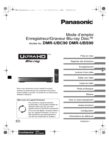 DMRUBC90EG | Mode d'emploi | Panasonic DMRUBS90EG Operating instrustions | Fixfr