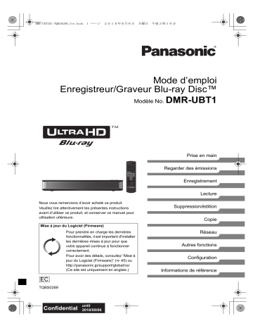 Mode d'emploi | Panasonic DMRUBT1EC Operating instrustions | Fixfr