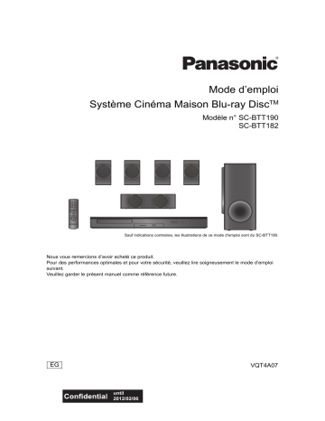 SCBTT182EG | Mode d'emploi | Panasonic SCBTT190EG Operating instrustions | Fixfr