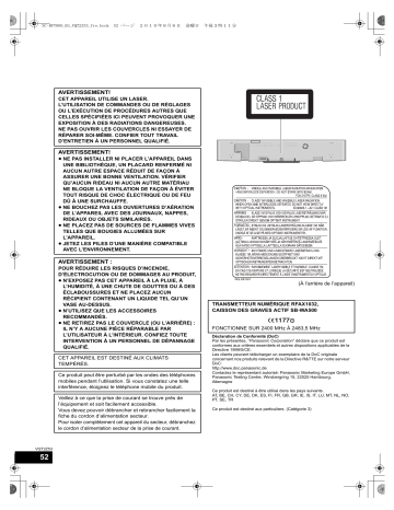 Mode d'emploi | Panasonic SCBFT800EG Operating instrustions | Fixfr