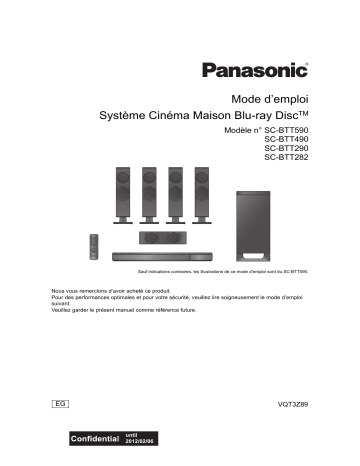 SCBTT590EGK | SCBTT282EGK | SCBTT490EGK | Mode d'emploi | Panasonic SCBTT290EGK Operating instrustions | Fixfr