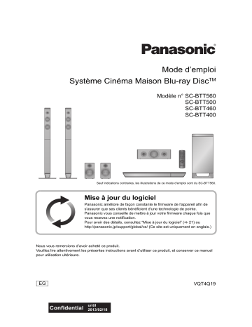 SCBTT560EG | SCBTT400EG | SCBTT460EG | Mode d'emploi | Panasonic SCBTT500EG Operating instrustions | Fixfr