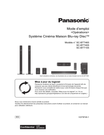 Mode d'emploi | Panasonic SCBTT405EG Operating instrustions | Fixfr