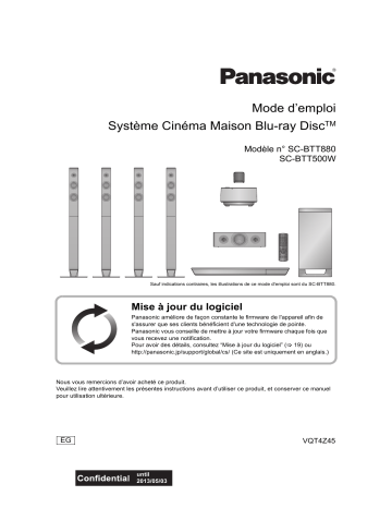 SCBTT500WEG | Mode d'emploi | Panasonic SCBTT880EG Operating instrustions | Fixfr