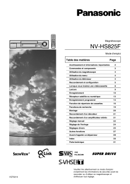 Panasonic NVHS825F Operating instrustions