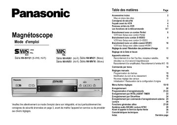 NVHV61Senies | NVMV16Senies | NVSV121Senies | NVHV51Senies | Mode d'emploi | Panasonic NVMV21Senies Operating instrustions | Fixfr