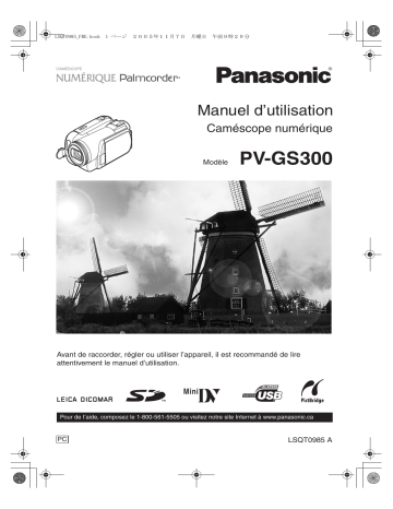 Mode d'emploi | Panasonic PVGS300 Operating instrustions | Fixfr