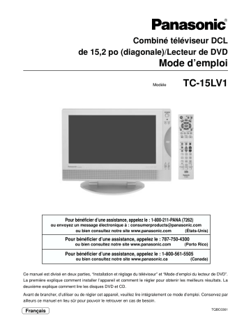 Mode d'emploi | Panasonic TC15LV1 Operating instrustions | Fixfr