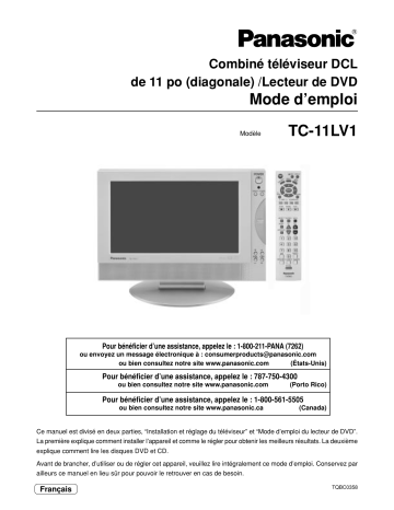 Mode d'emploi | Panasonic TC11LV1 Operating instrustions | Fixfr