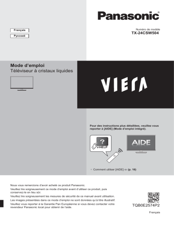 Mode d'emploi | Panasonic TX24CSW504 Operating instrustions | Fixfr