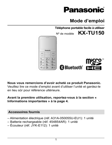 Mode d'emploi | Panasonic KXTU150 Operating instrustions | Fixfr