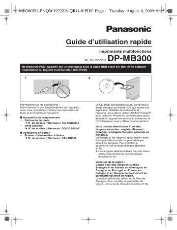 Mode d'emploi | Panasonic DPMB300EU Operating instrustions | Fixfr