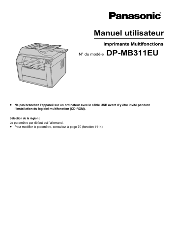 Mode d'emploi | Panasonic DPMB311EU Operating instrustions | Fixfr