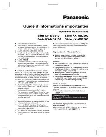 Mode d'emploi | Panasonic DPMB311EU Operating instrustions | Fixfr