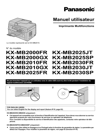 KXMB2000FR | KXMB2025JT | KXMB2030JT | KXMB2025SP | KXMB2000GX | KXMB2025FR | KXMB2010FR | KXMB2010GX | KXMB2030SP | Mode d'emploi | Panasonic KXMB2030FR Operating instrustions | Fixfr