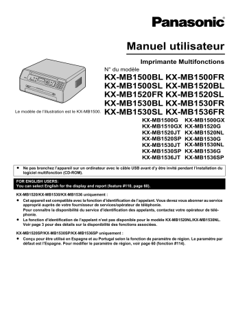 Mode d'emploi | Panasonic KXMB1536FR Operating instrustions | Fixfr