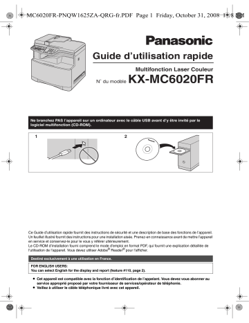 Mode d'emploi | Panasonic KXMC6020FR Operating instrustions | Fixfr