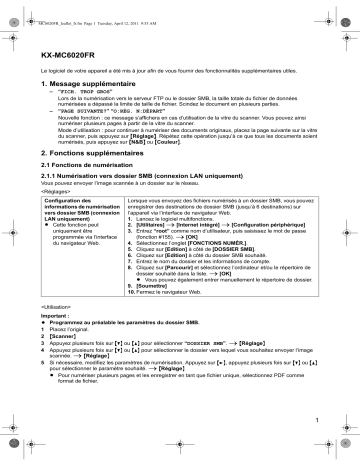 Mode d'emploi | Panasonic KXMC6020FR Operating instrustions | Fixfr