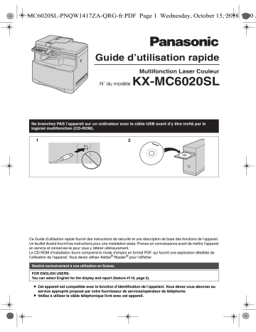 Mode d'emploi | Panasonic KXMC6020SL Operating instrustions | Fixfr