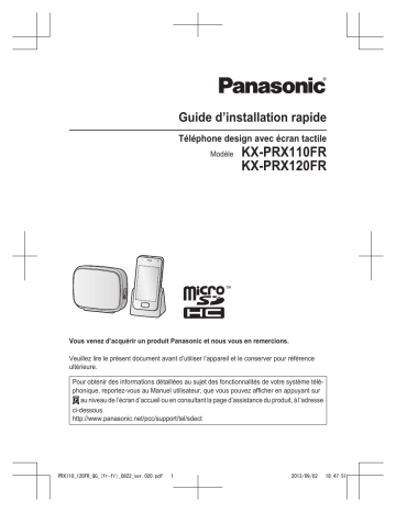 KXPRX120FR | Mode d'emploi | Panasonic KXPRX110FR Operating instrustions | Fixfr