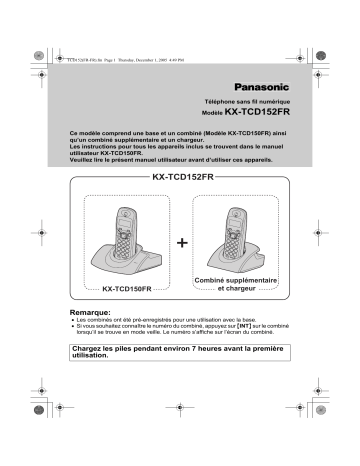 Mode d'emploi | Panasonic KXTCD152FR Operating instrustions | Fixfr