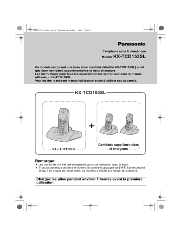 Mode d'emploi | Panasonic KXTCD153SL Operating instrustions | Fixfr