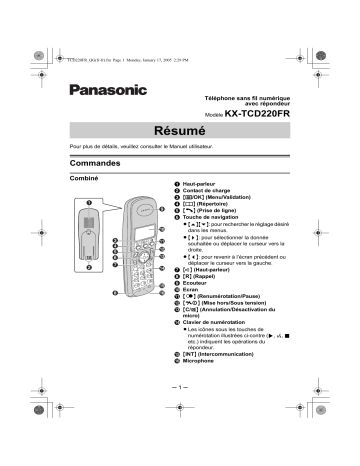 Mode d'emploi | Panasonic KXTCD220FR Operating instrustions | Fixfr