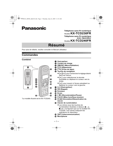 KXTCD240FR | Mode d'emploi | Panasonic KXTCD230FR Operating instrustions | Fixfr
