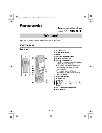 KXTCD300FR | Mode d'emploi | Panasonic KXTCD300 Operating instrustions | Fixfr