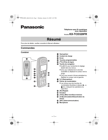 Mode d'emploi | Panasonic KXTCD320FR Operating instrustions | Fixfr