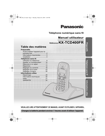 Mode d'emploi | Panasonic KXTCD400 Operating instrustions | Fixfr