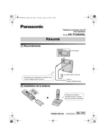 Mode d'emploi | Panasonic KXTCD820SL Operating instrustions | Fixfr
