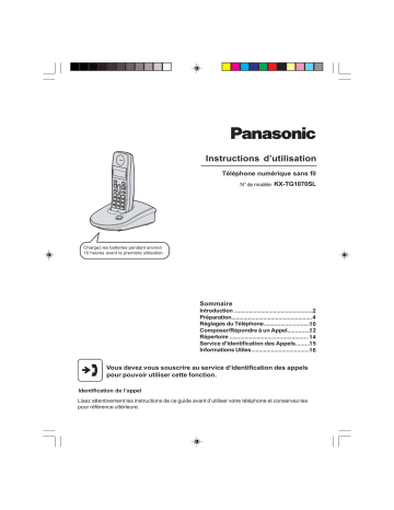 Mode d'emploi | Panasonic KXTG1070SL Operating instrustions | Fixfr
