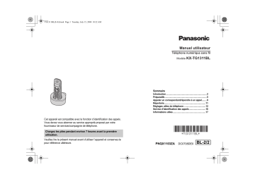 Mode d'emploi | Panasonic KXTG1311BL Operating instrustions | Fixfr