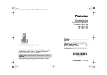 KXTG1312FR | KXTG1313FR | Mode d'emploi | Panasonic KXTG1311FR Operating instrustions | Fixfr