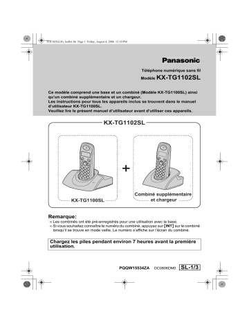 Mode d'emploi | Panasonic KXTG1102SL Operating instrustions | Fixfr