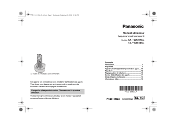 KXTG1311SL | Mode d'emploi | Panasonic KXTG1312SL Operating instrustions | Fixfr