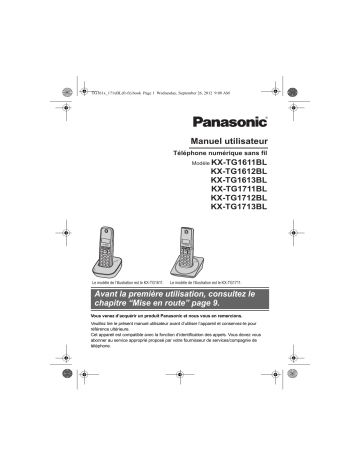 KXTG1712BL | KXTG1612BL | KXTG1713BL | KXTG1711BL | KXTG1611BL | Mode d'emploi | Panasonic KXTG1613BL Operating instrustions | Fixfr