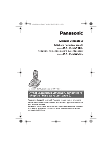 KXTG2522BL | Mode d'emploi | Panasonic KXTG2511BL Operating instrustions | Fixfr