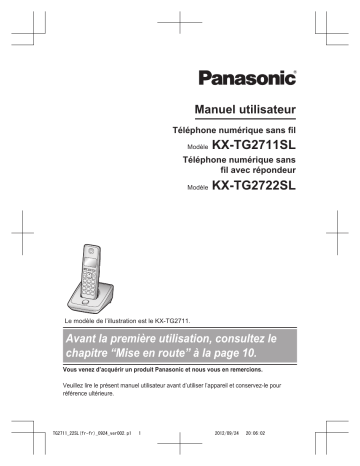 KXTG2711SL | Mode d'emploi | Panasonic KXTG2722SL Operating instrustions | Fixfr