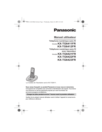 KXTG6411FR | KXTG6422FR | KXTG6412FR | KXTG6423FR | Mode d'emploi | Panasonic KXTG6421FR Operating instrustions | Fixfr