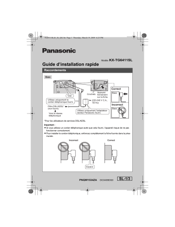 Mode d'emploi | Panasonic KXTG6411SL Operating instrustions | Fixfr