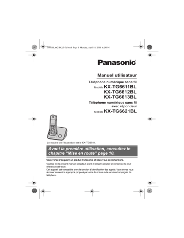 KXTG6612BL | KXTG6611BL | KXTG6621BL | Mode d'emploi | Panasonic KXTG6613BL Operating instrustions | Fixfr