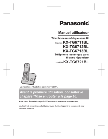 KXTG6713BL | KXTG6721BL | KXTG6711BL | Mode d'emploi | Panasonic KXTG6712BL Operating instrustions | Fixfr