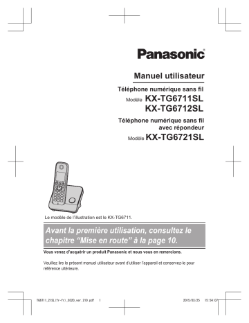 KXTG6721SL | KXTG6711SL | Mode d'emploi | Panasonic KXTG6712SL Operating instrustions | Fixfr