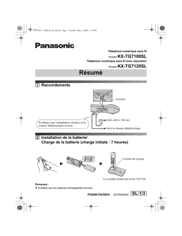 KXTG7120SL | Mode d'emploi | Panasonic KXTG7100SL Operating instrustions | Fixfr